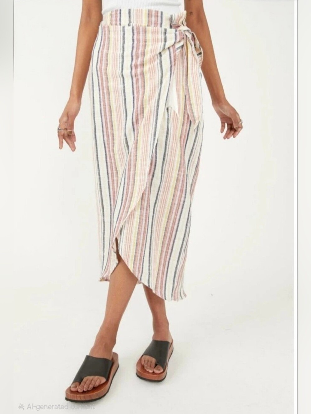 Free People Aubrey Sarong Skirt Multicolor Striped Bohemian Beach Wrap Tie Sz 6